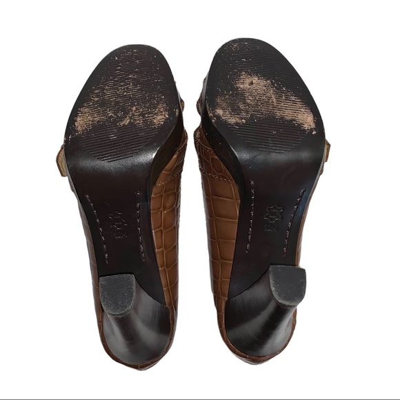 Michael Kors (EUC) Milan Crocco ALL LEATHER Peep Toe pump size 10 - Picture 3 of 14